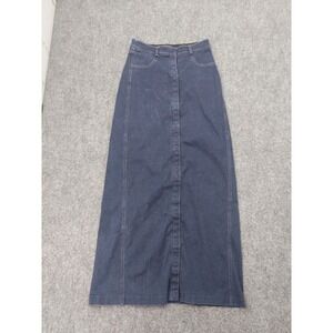 Vtg Equestrian Denim Skirt Women 8 Blue A Line Maxi Bareback Snap Up Jeans